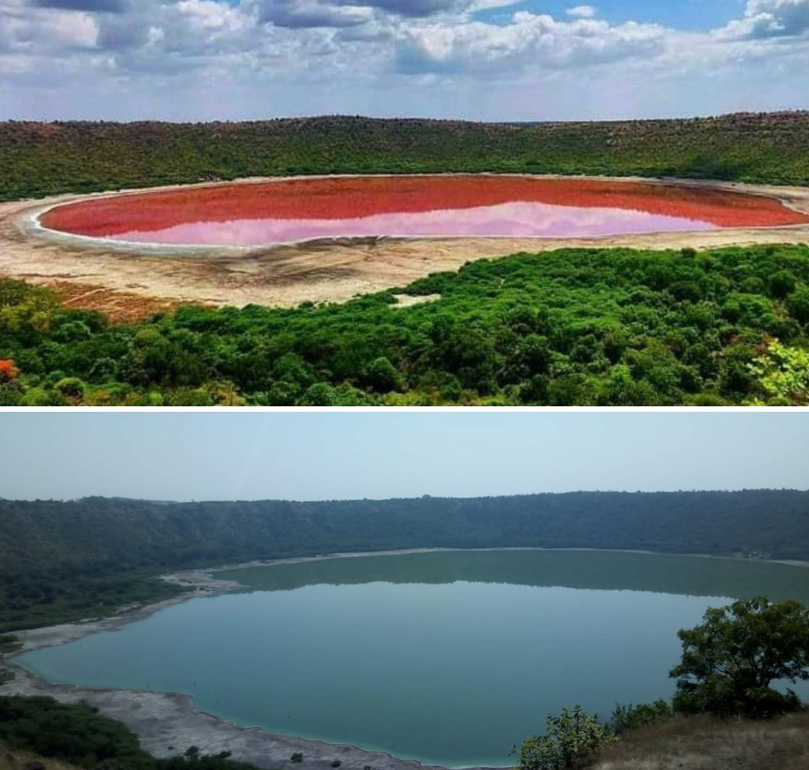 ലോണാർ തടാകം മുൻപും ഇപ്പോഴും 